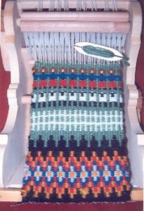 Scandinavian weaving done on a cradle loom by Nancy Ellison